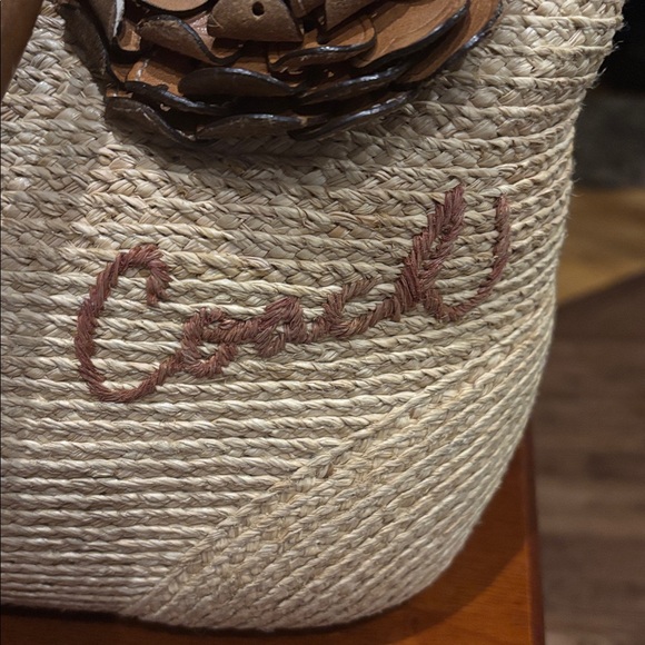 Coach Bleecker Floral Natural Straw And Leather Tote Bag, Rare - Picture 4 of 11